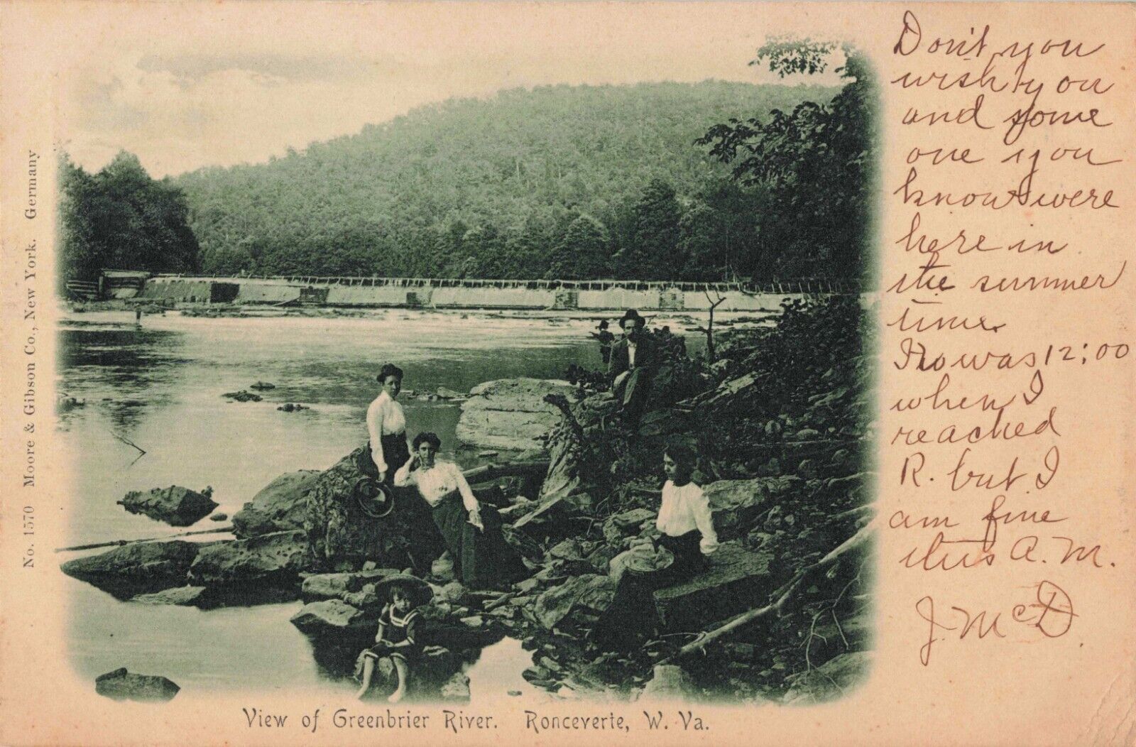 View of Greenbrier River Ronceverte West Virginia WV 1906 Postcard