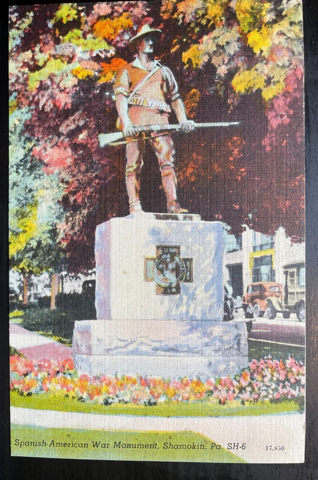 Vintage Postcard 1930-1945 Spanish-American War Monument Shamokin PA