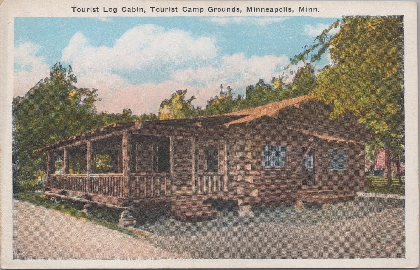 Postcard Tourist Log Cabin Tourist Camp Grounds Minneapolis MN
