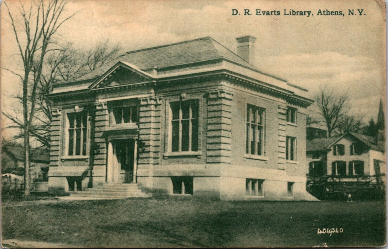 Postcard D.R. Everts Library in Athens, New York