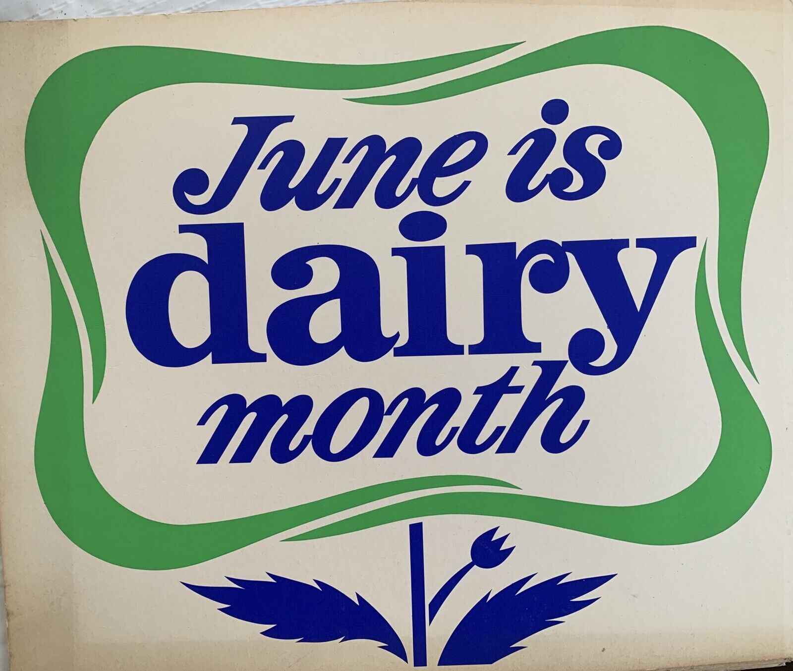 Large Antique Mid Century Dairy Card Stock Lithograph Sign June Dairy Month