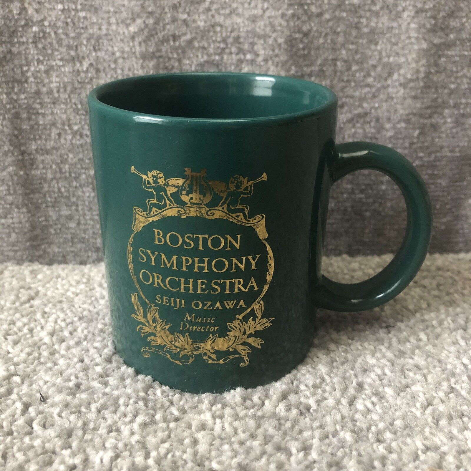 Music Director SEIJI OZAWA Boston Symphony Orchestra GREEN 3 3/4 in Ceramic Mug