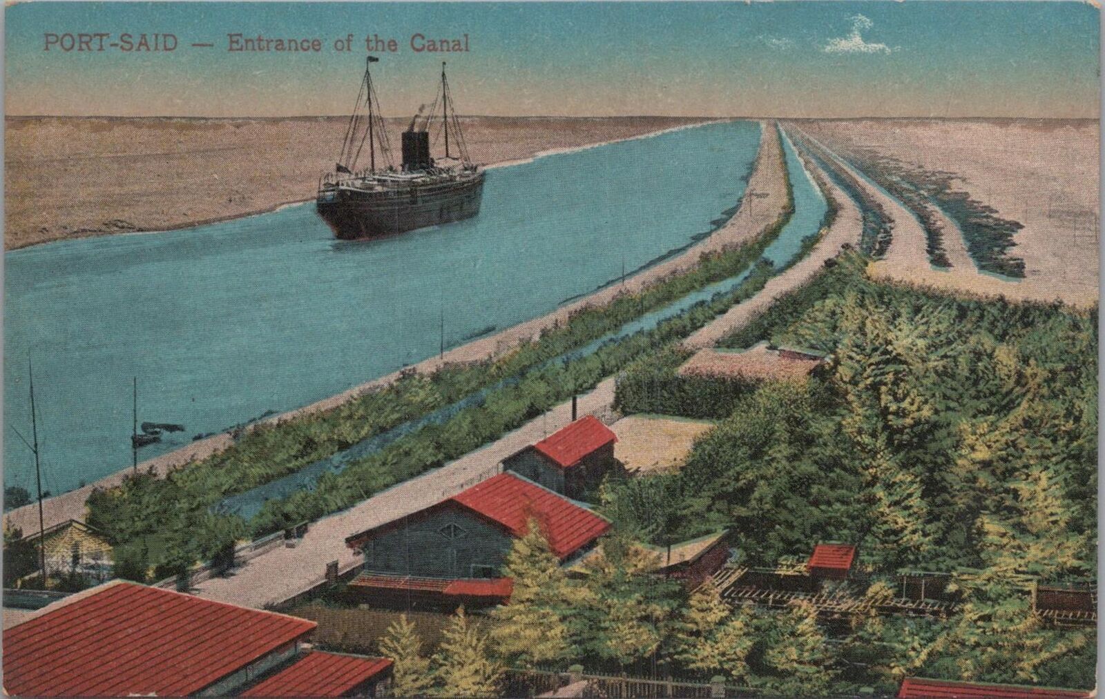Postcard Entrance of the Canal Port Said Egypt 