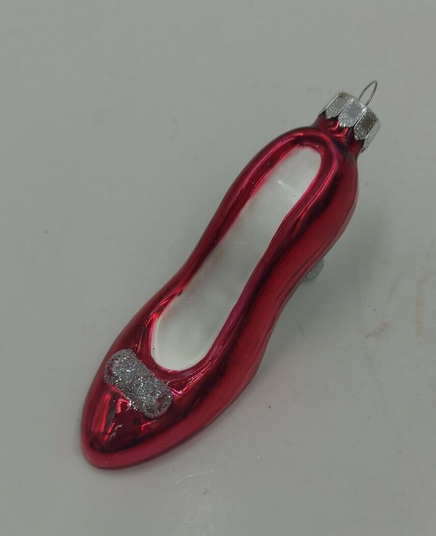  Glass Vintage Red Slipper 2.5 in Christmas Ornament 