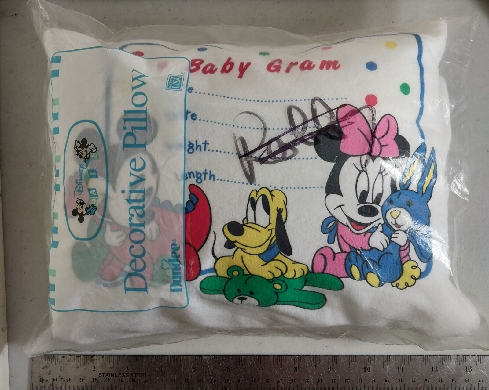 Vintage Dundee Disney Babies Baby Gram Pillow Mickey Minnie Mouse New 