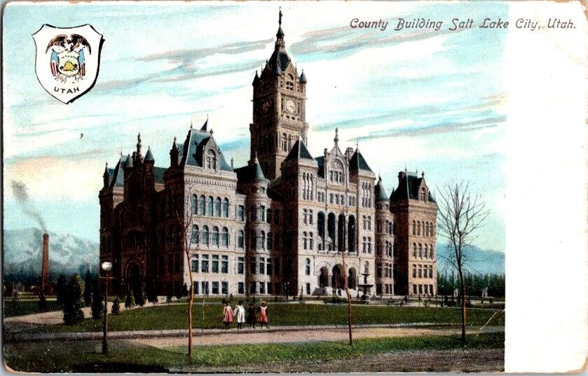 Vintage Postcard County Building Salt Lake City UT Utah c.1901-1907        I-572