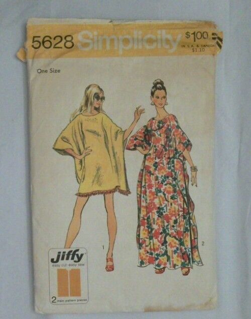 Vintage Sewing Pattern Simplicity 5028 Caftan Mrs. Roper One Size Cut Complete