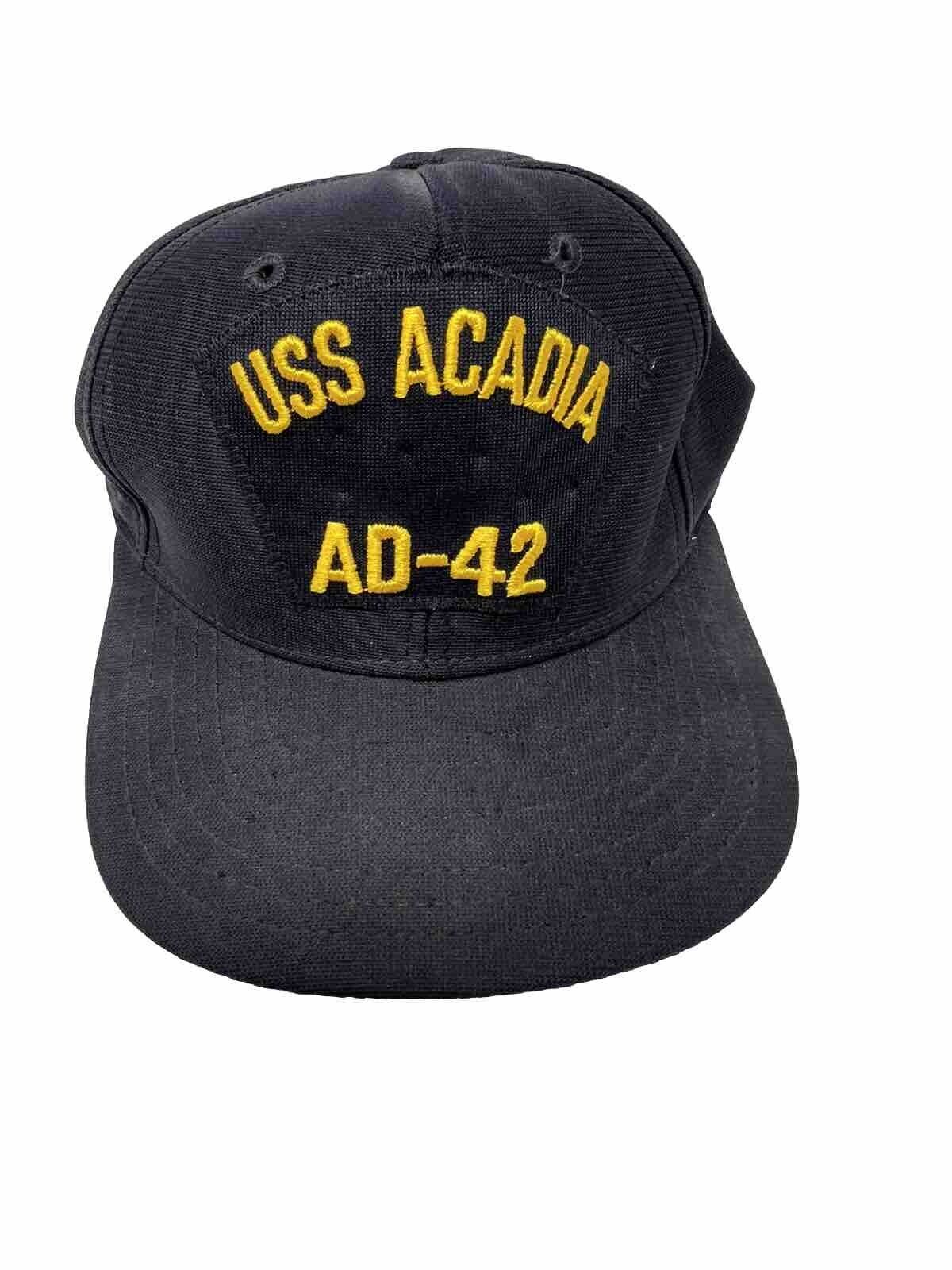 VTG United States Navy USS ACADIA AD-42 SnapBack Black Hat  New Era Sz. M-L