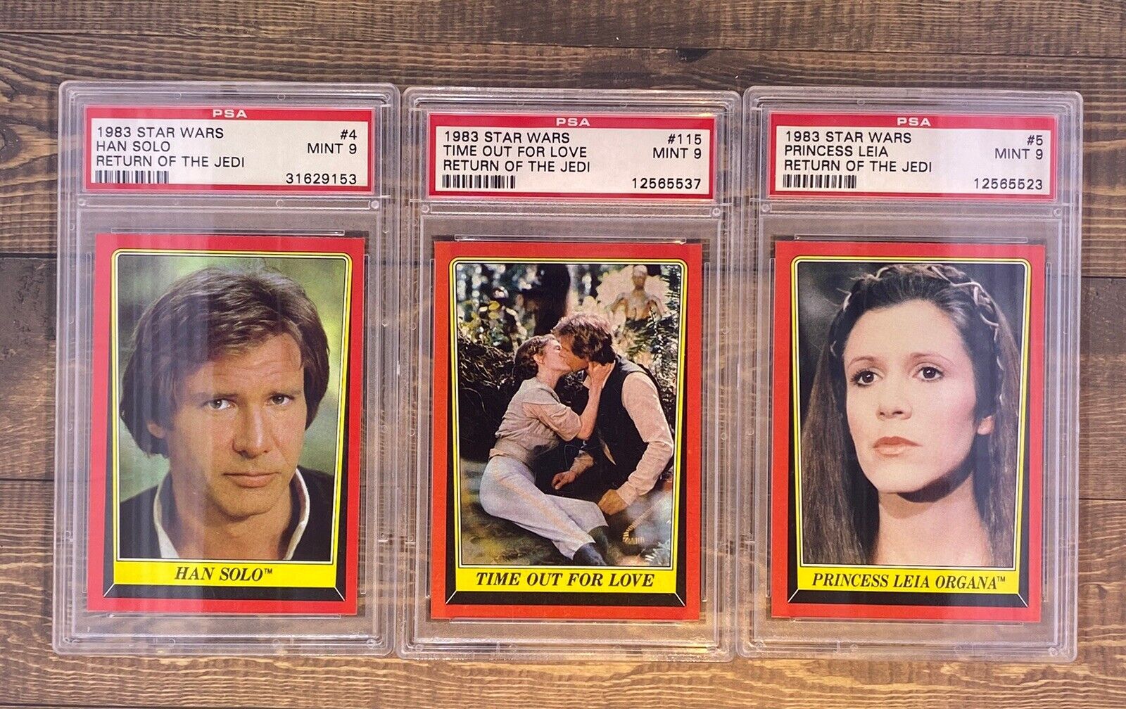 1983 Topps Star Wars Han Solo and Princess Leia PSA9 Lot