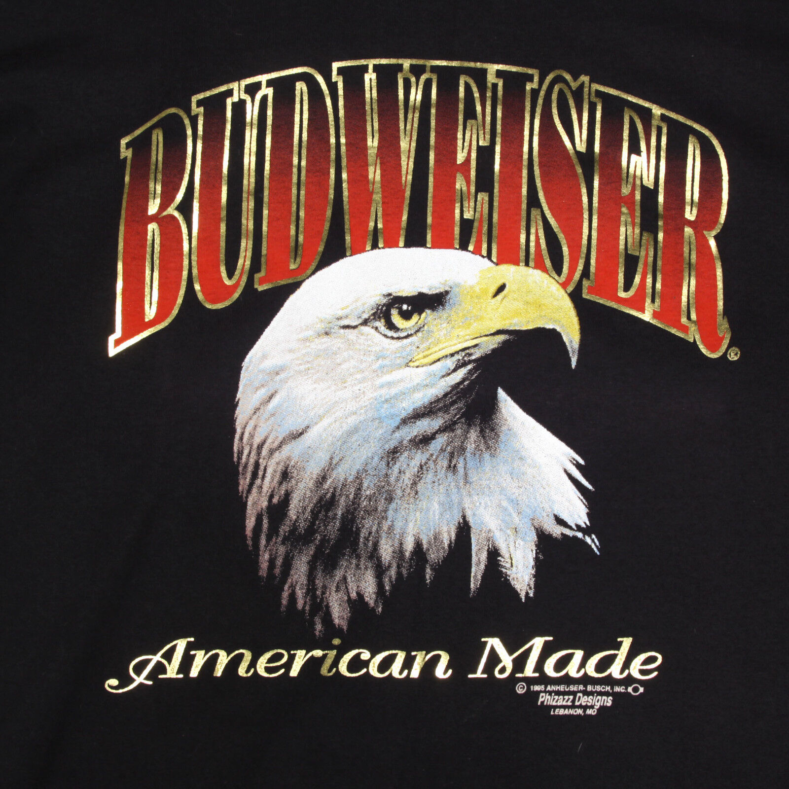 Vintage 90's 1995 BUDWEISER Freedom Eagle American Made 1995 Gold Foil sz XL
