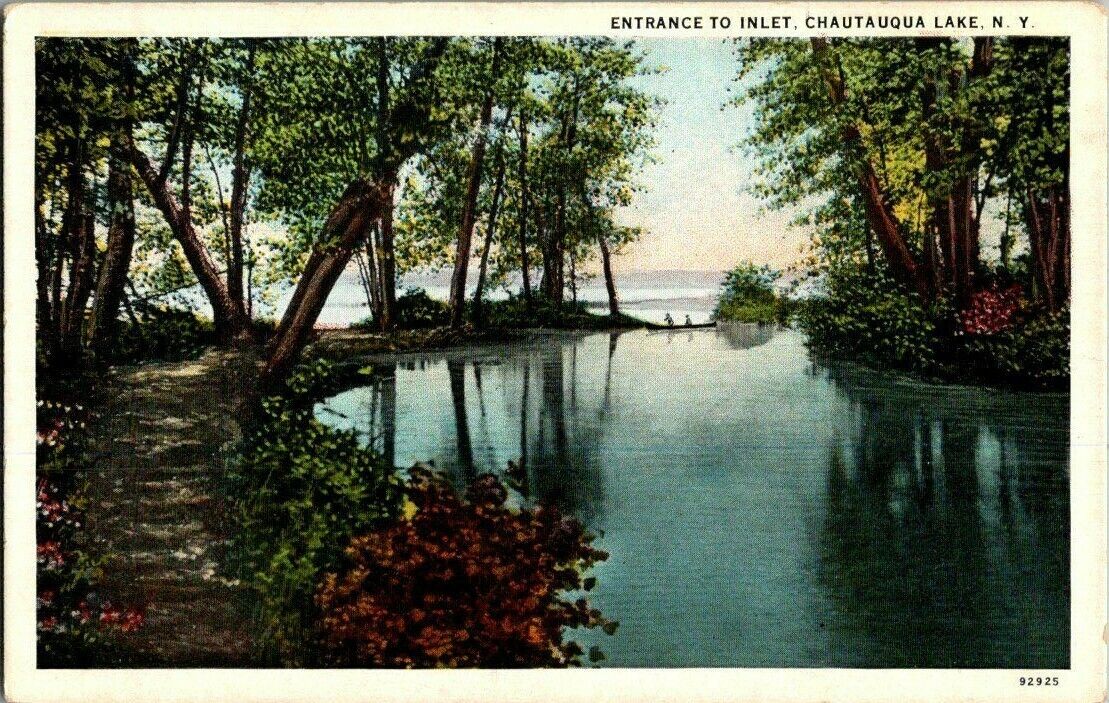 1920'S. ENTRANCE TO INLET. CHAUTAUQUA LAKE, NY. POSTCARD FX14