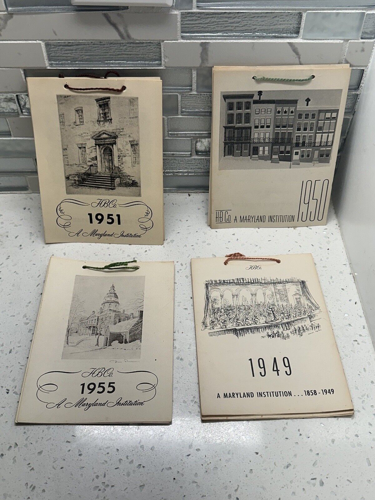 Set of 4 HB Co VTG 1949, 1950, 1951, 1955 Black & White Pictures Calendars