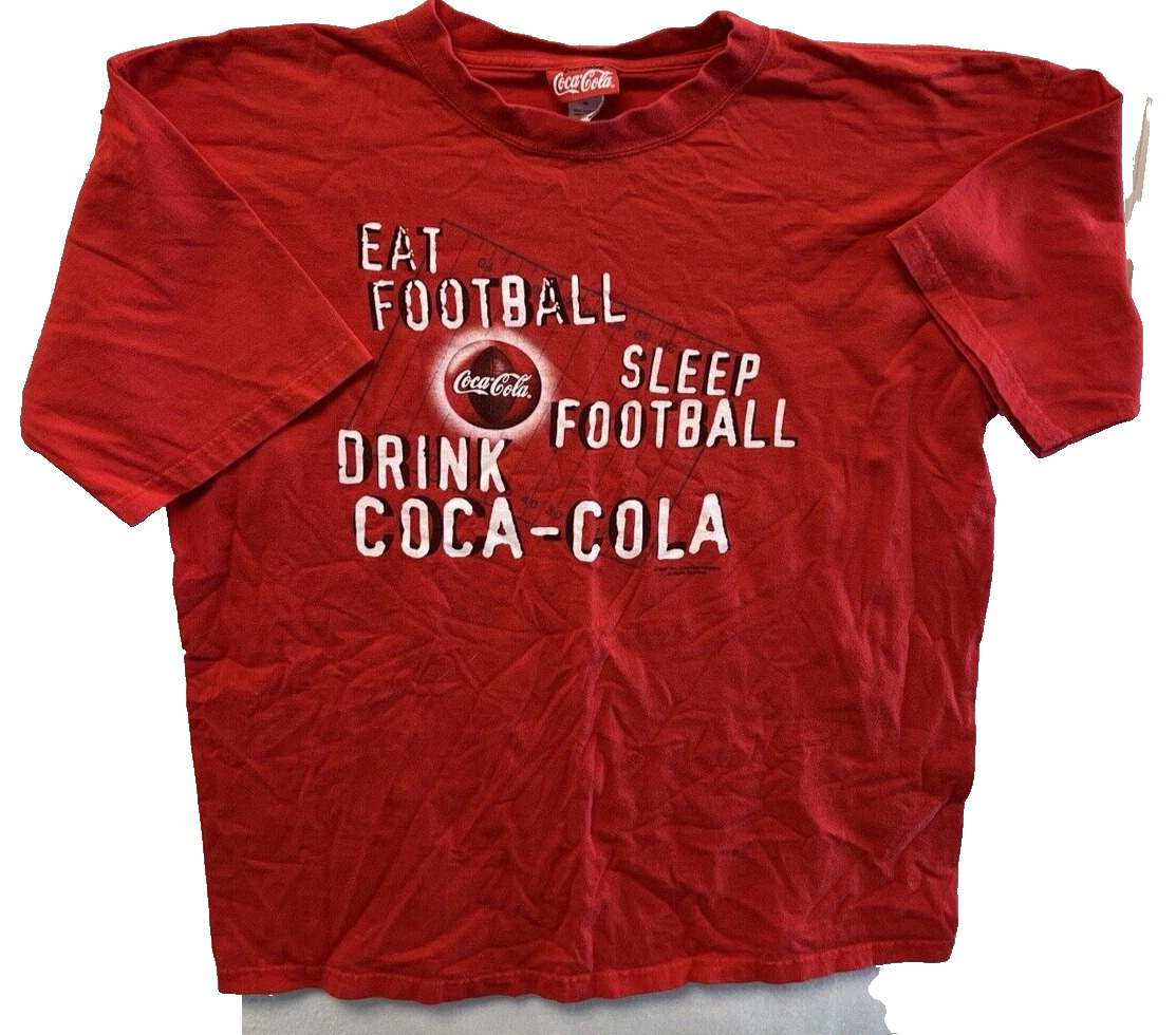 1997 Coca-Cola Eat Sleep Football Drink Coca-Cola Red Mens XL Made In USA