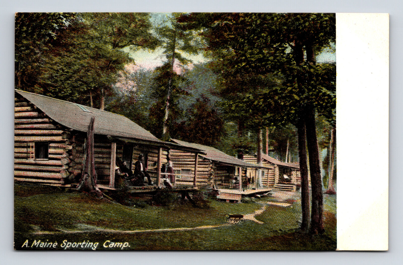A Maine ME Sporting Camp Log Cabins Hugh C Leighton UDB Postcard