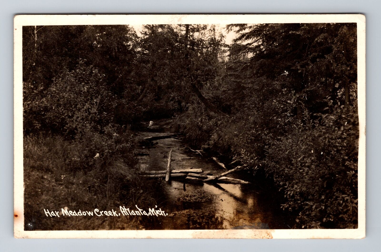 Atlanta MI-Michigan RPPC, Hay Meadow Creek Scenic View, Vintage Postcard
