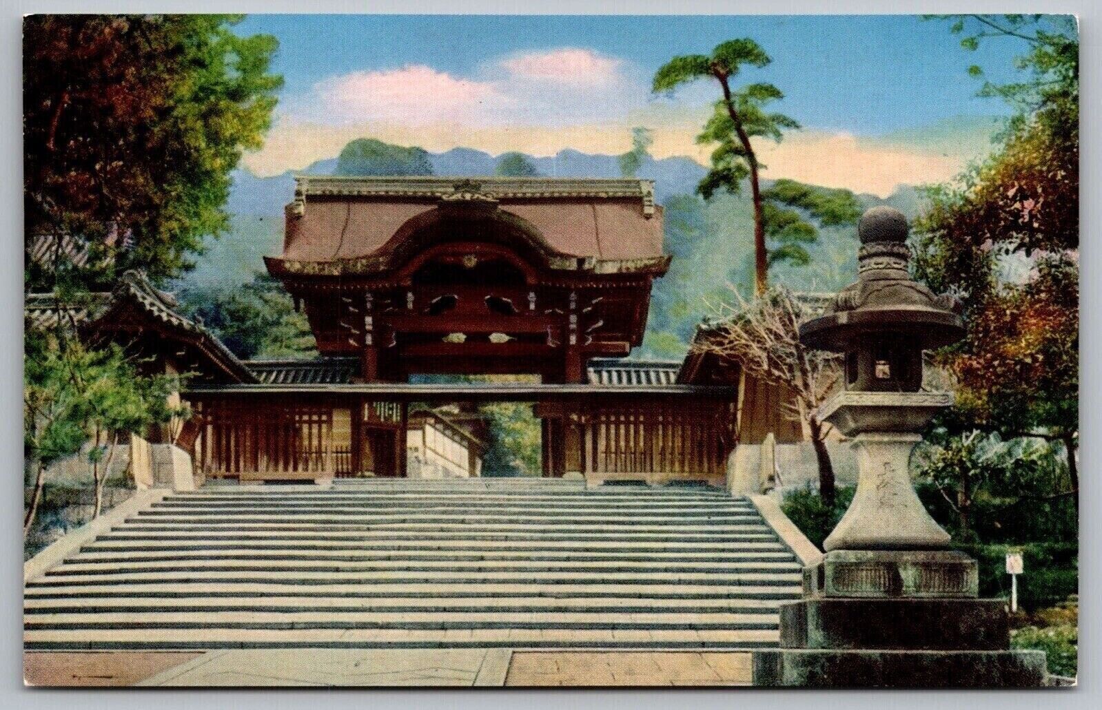 Higashihonganji Temple Kyoto Stairway Entrance Historic Vintage UNP Postcard