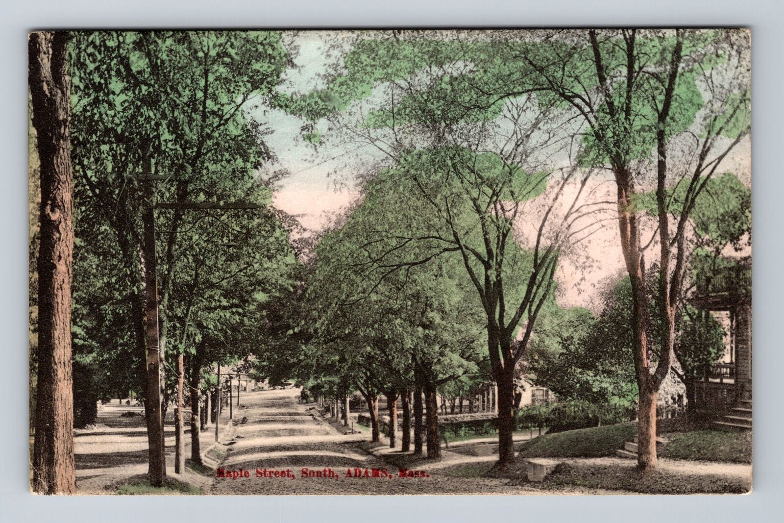 Adams MA-Massachusetts, Maple Street, Advertising, Vintage Postcard
