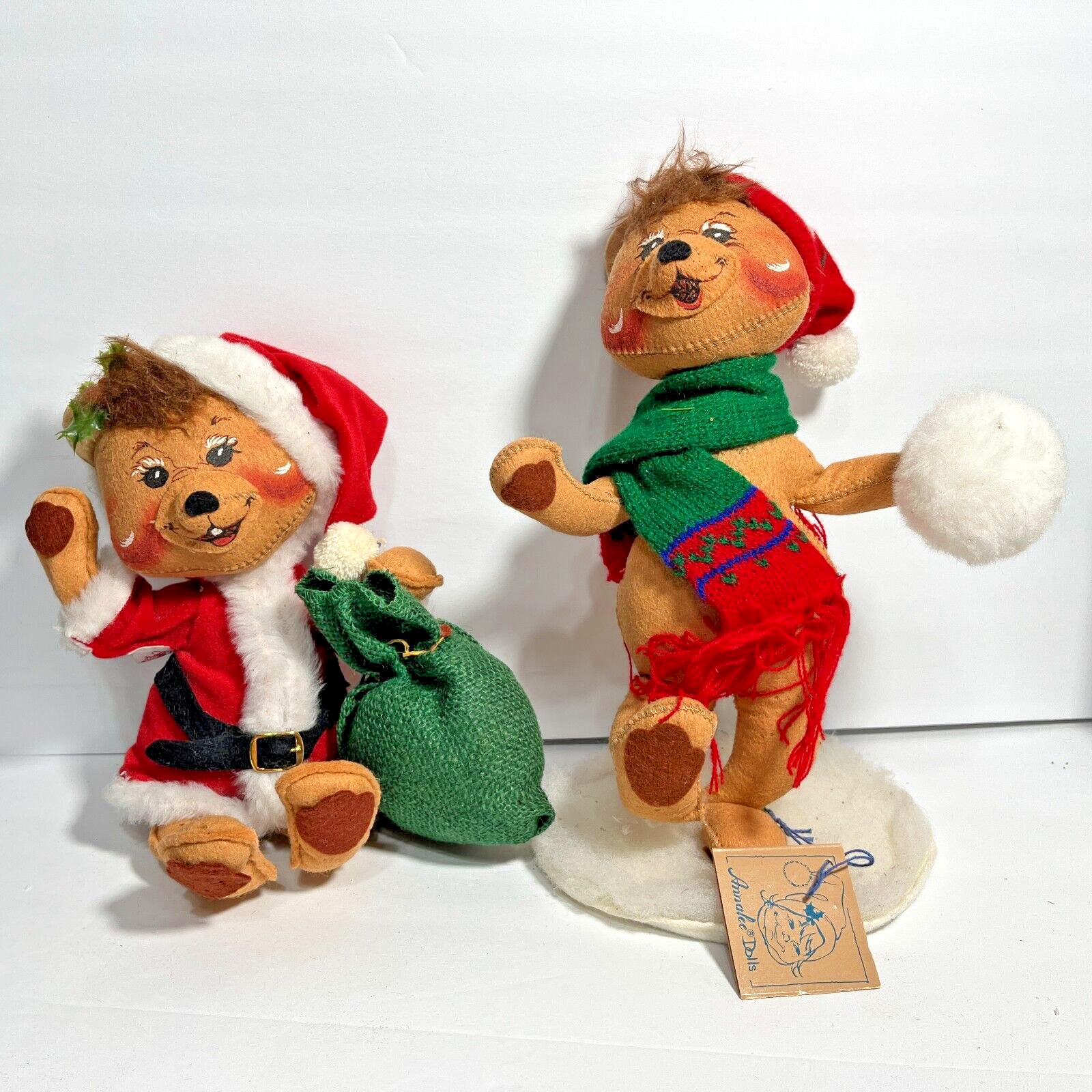 Annalee 1991 Christmas Bear Dolls Set of 2