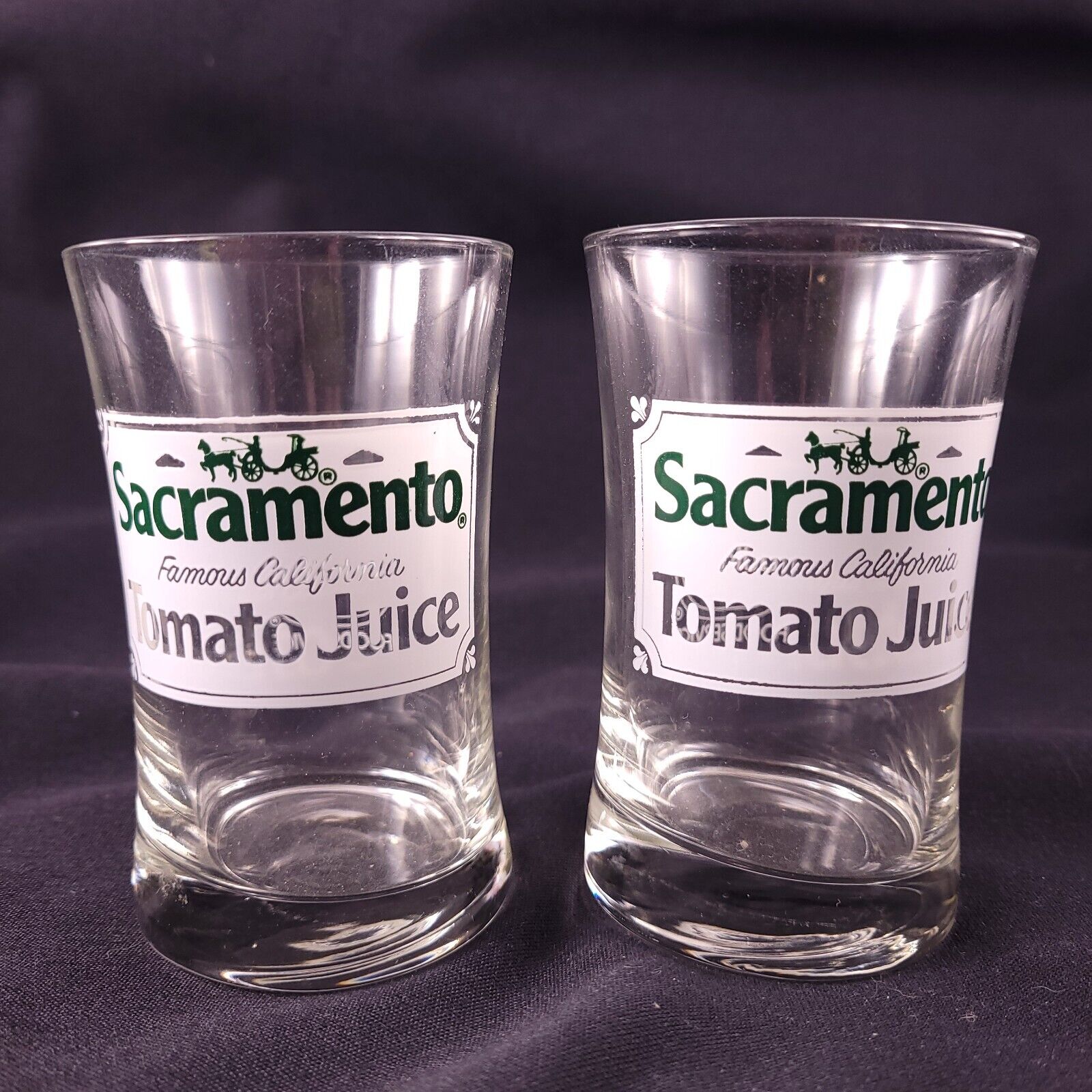 Two MINT Vintage Sacramento Famous California Tomato Juice Glass 4