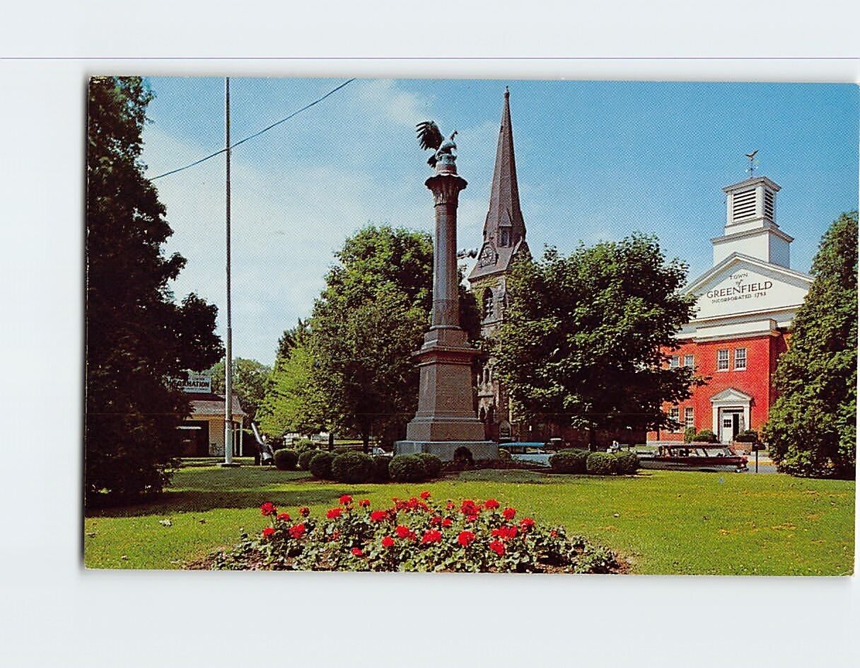 Postcard Beautiful Common Greenfield Massachusetts USA