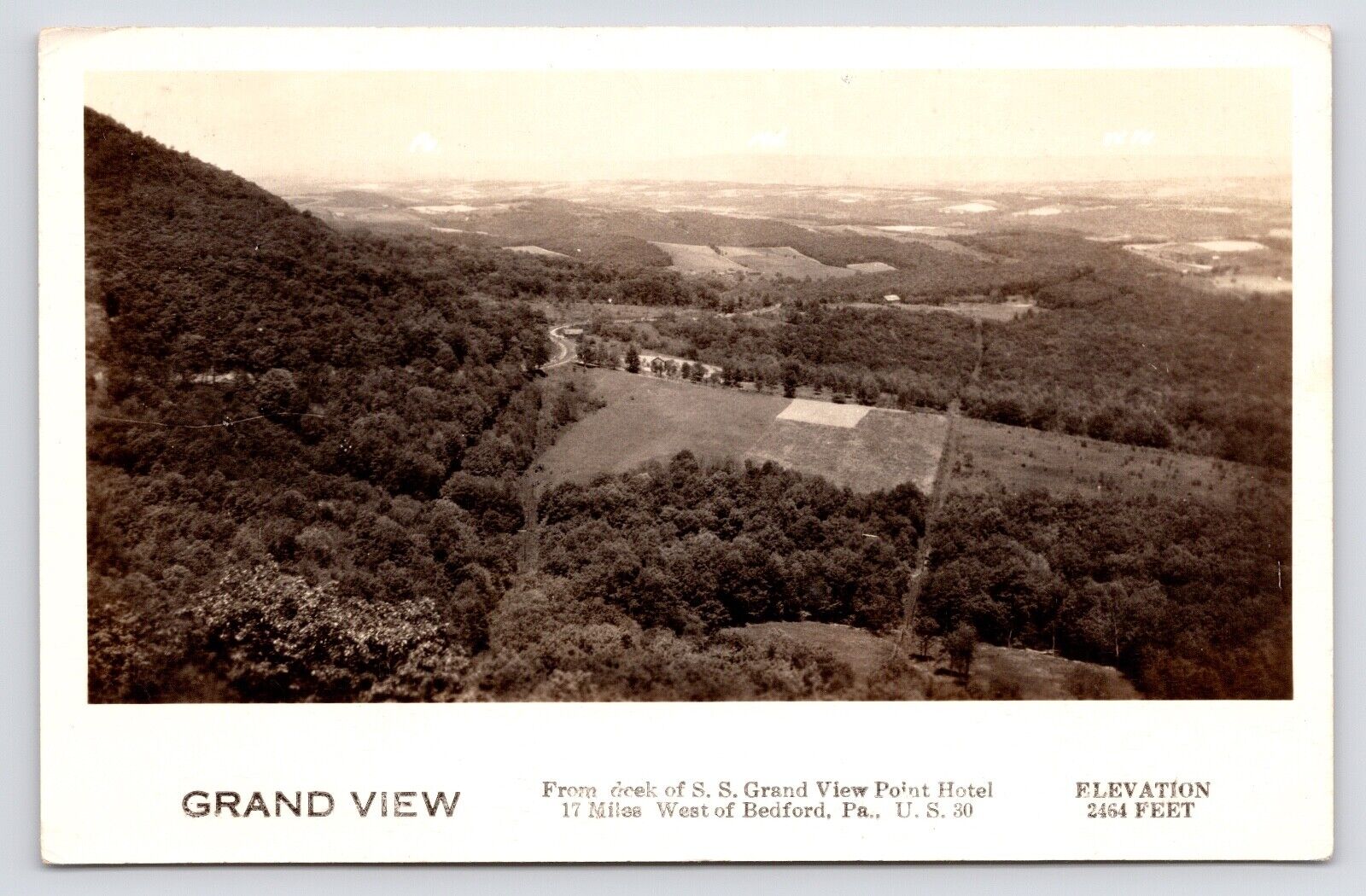 c1940s SS Grand View Point Hotel Panorama Juniata Pennsylvania PA RPPC Postcard
