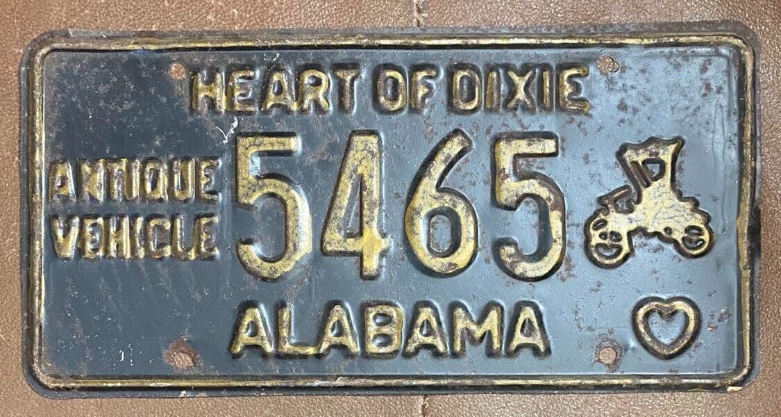 Alabama 1970's ANTIQUE VEHICLE License Plate # 5465