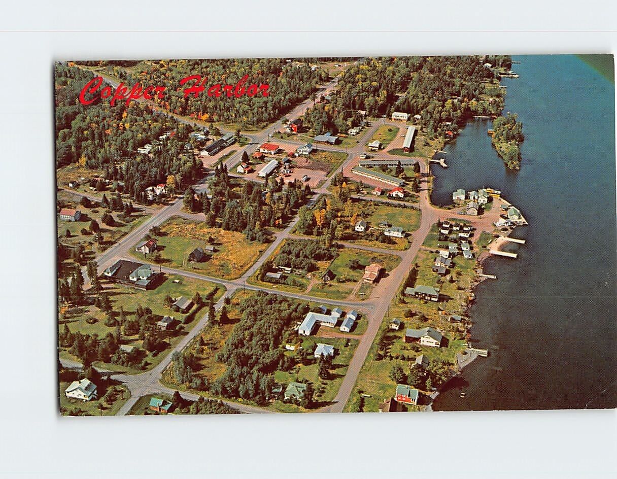 Postcard Aerial View of Copper Harbor Keweenaw County Michigan USA