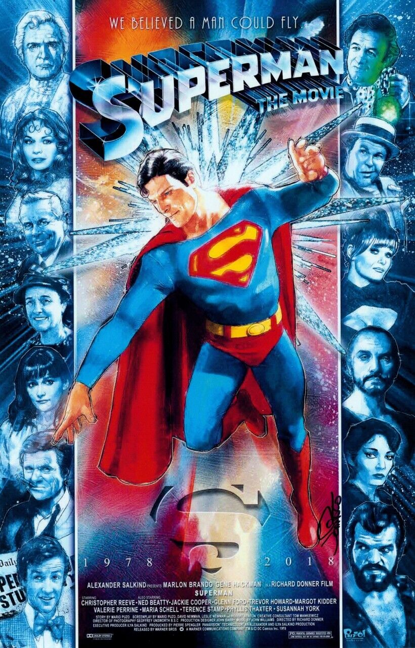Jon Pinto SIGNED DC Comics / Movie Art Print ~ Christoper Reeve as Superman