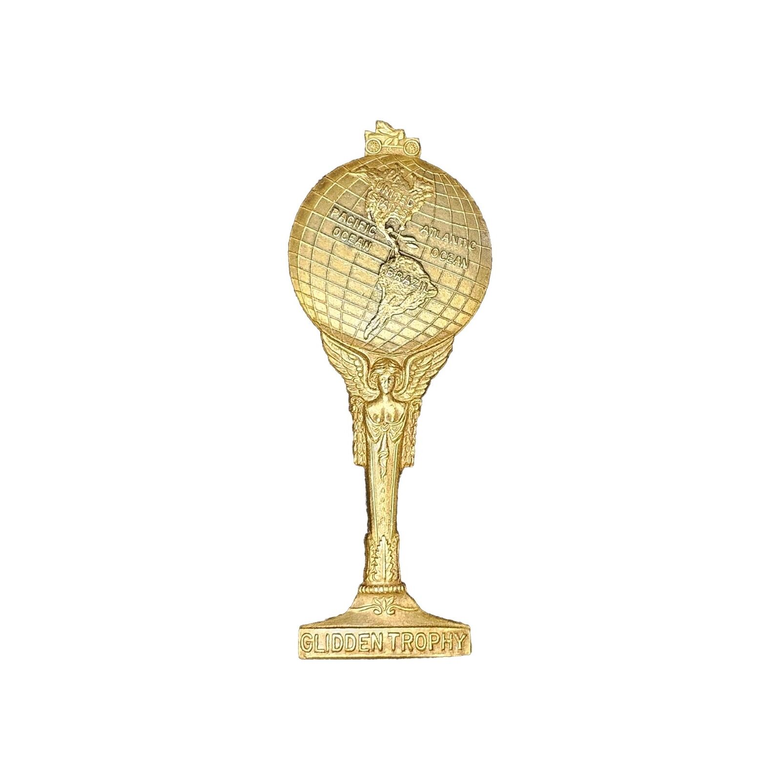 c.1910 Charles J. Glidden Trophy Brass Pinback Badge Pin Automobile Tour AAA