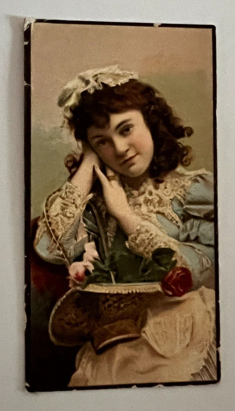 1890\'s Honest Long Cut Beautiful Women Stars Of The Stage Woman w/Lovely Basket