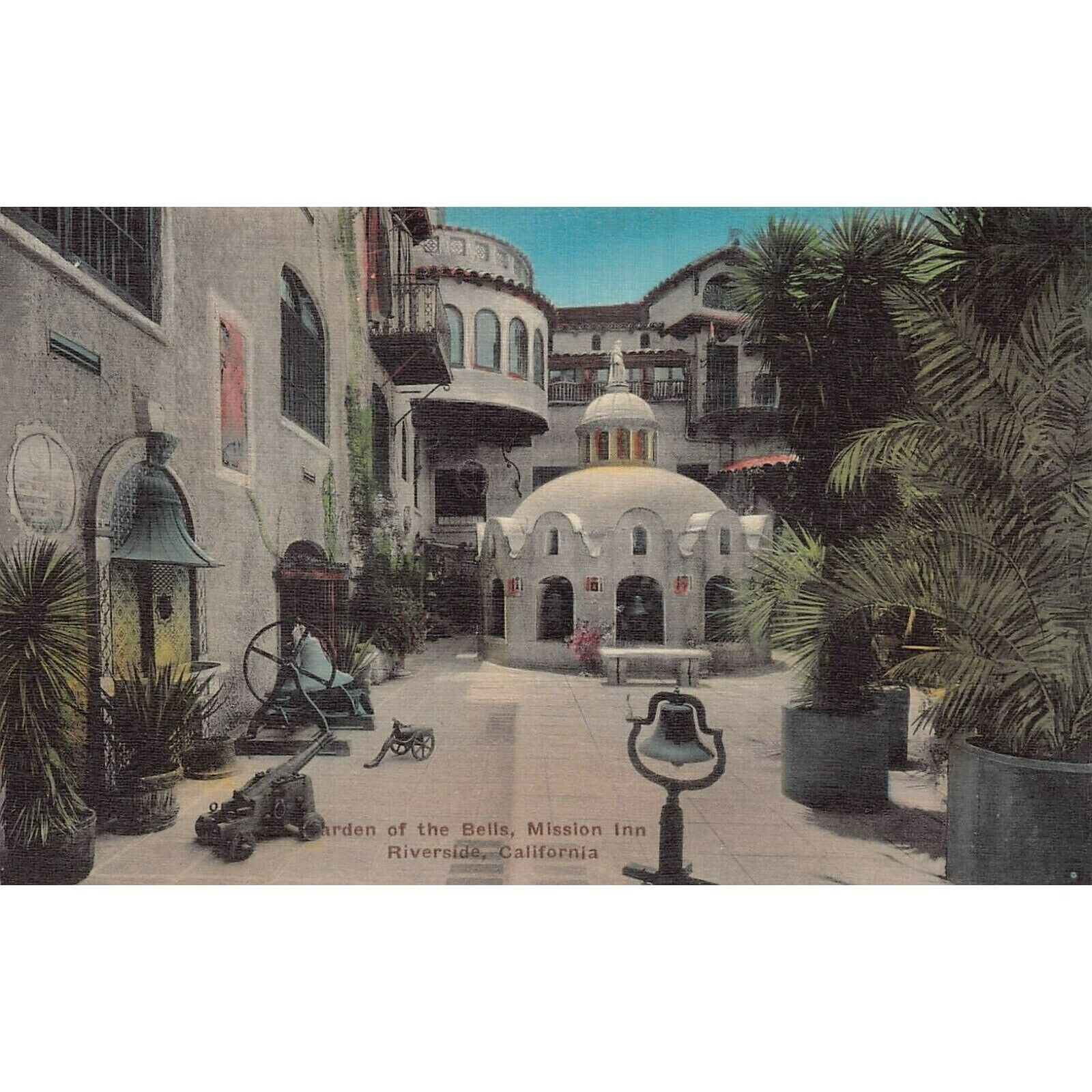 Riverside CA California Glenwood Mission Inn Garden Hand Colored Postcard L12