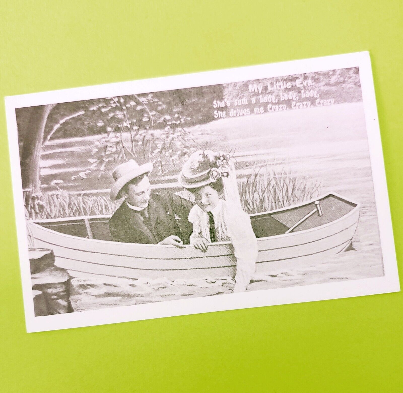 Sepia RPPC Photo Postcard My Little Eva Romantic Couple In Boat Popular Products