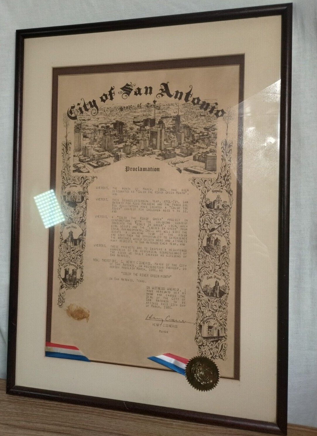 City SAN ANTONIO memorabilia MAYOR HENRY CISNEROS proclamation GIRL SCOUTS river