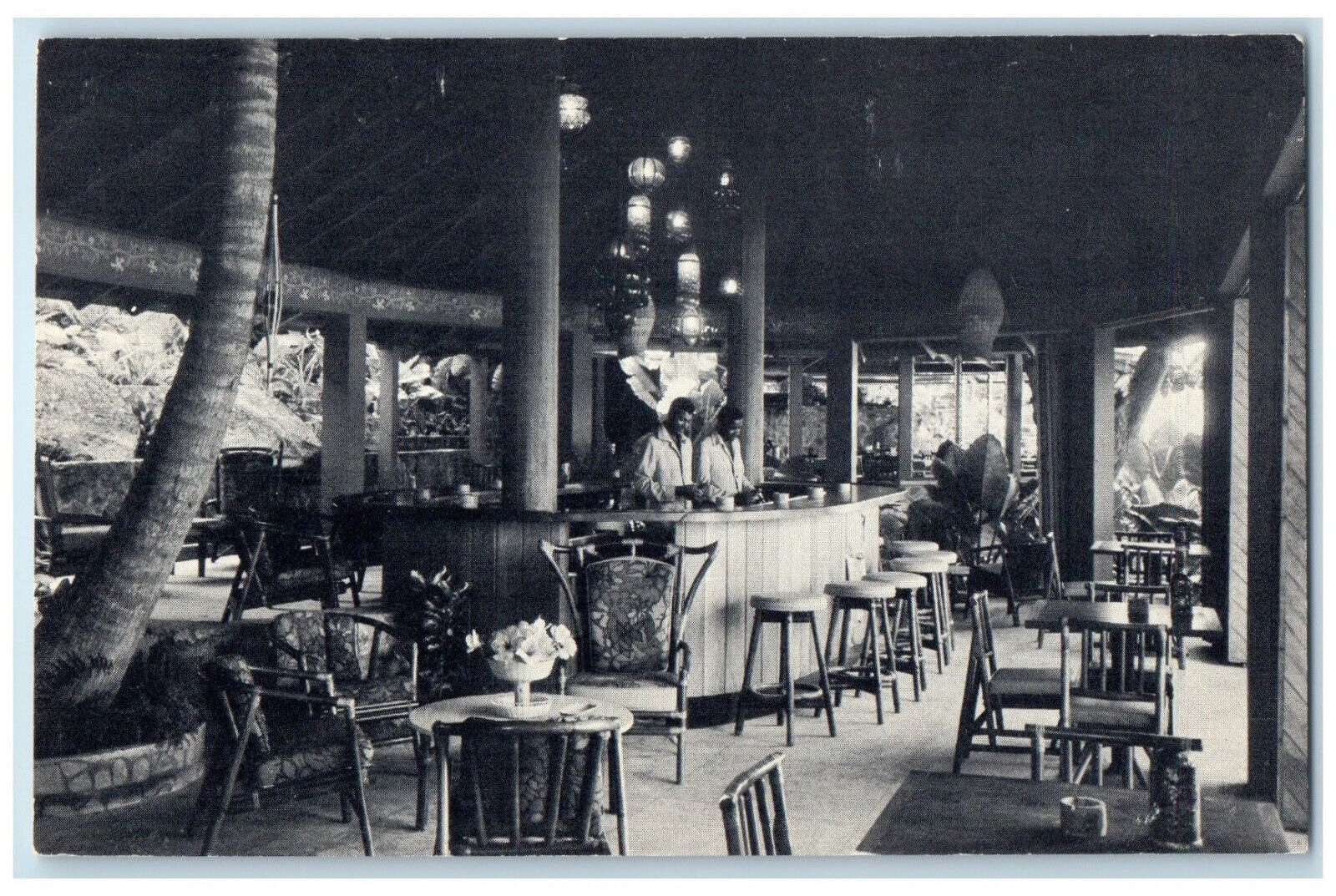 c1940's St. Vincent BWI Young Island Bar and Lounge Pavilion Postcard