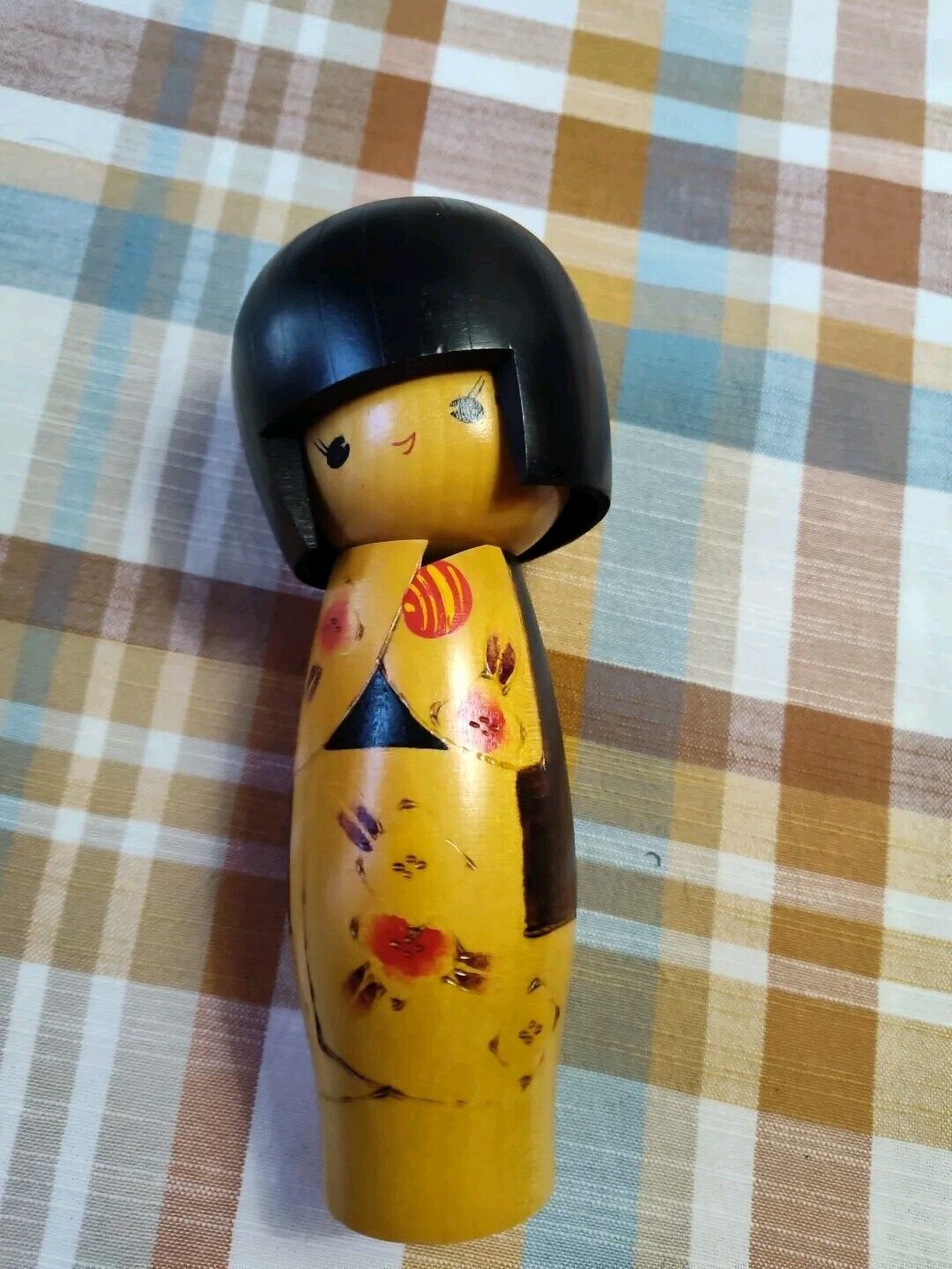 Signed Vintage Kokeshi Doll by Sadao Kishi Size 7 inch Tall Japanese