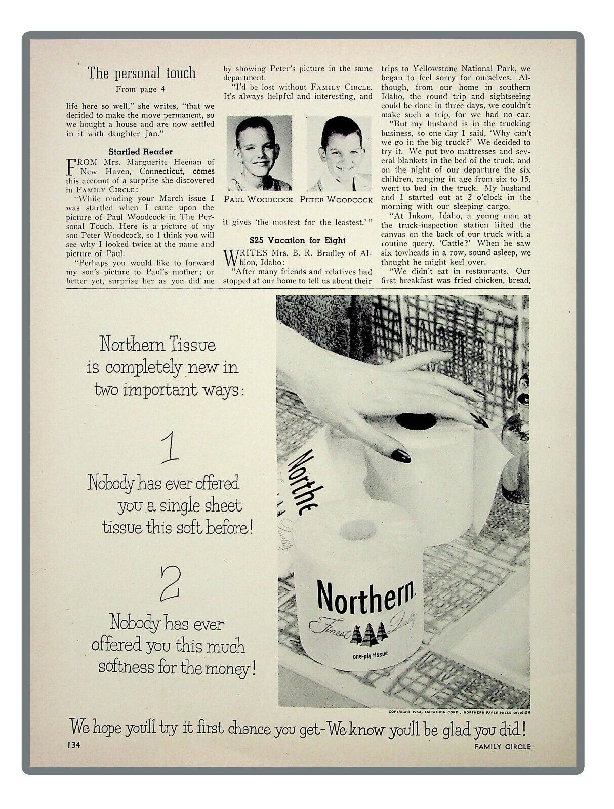 Northern Tissue 1954 Vintage print ad 1950s art retro home products