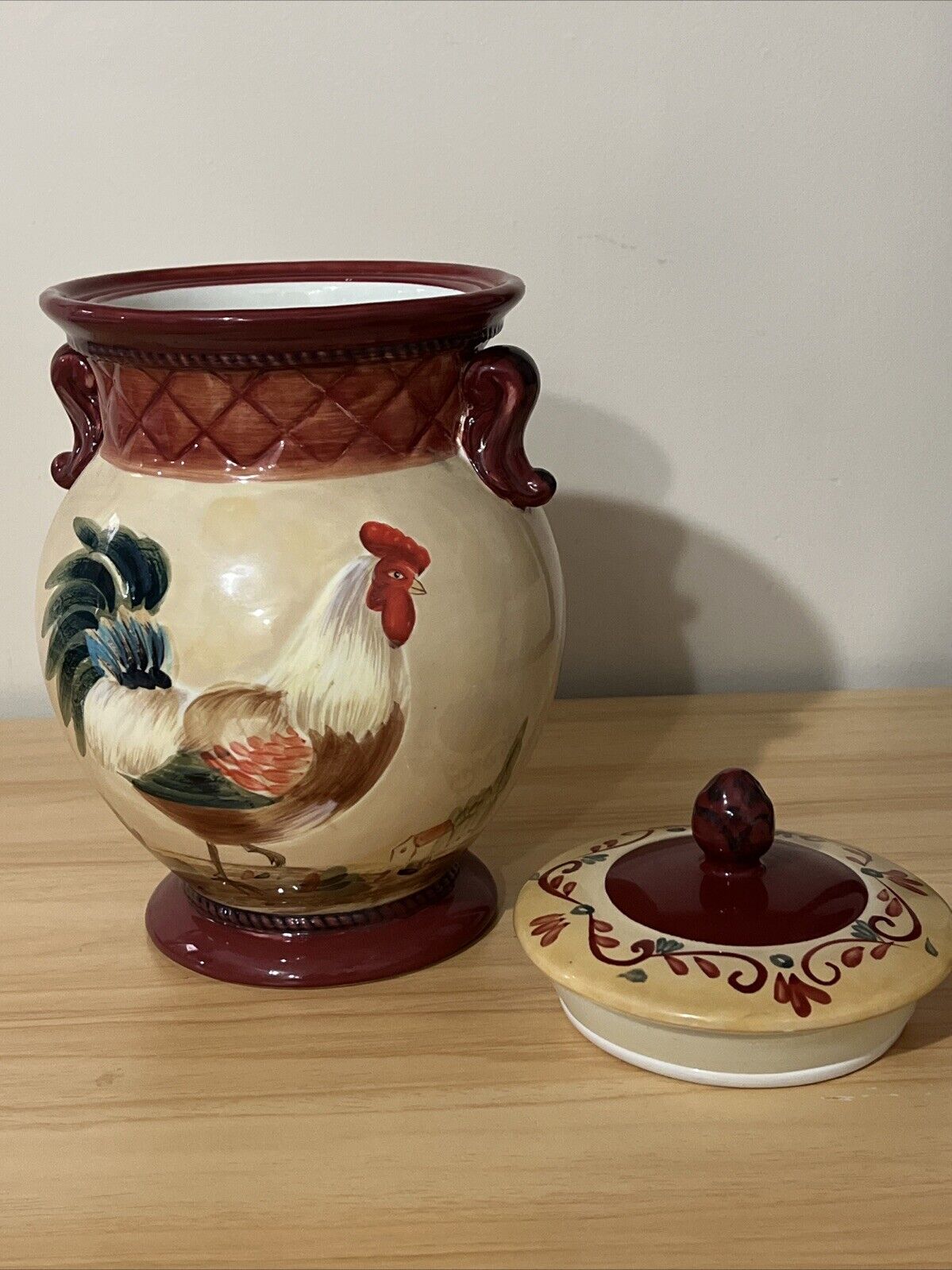 Certified International Pamela Gladding Small Tuscan Rooster Canister Cookie Jar