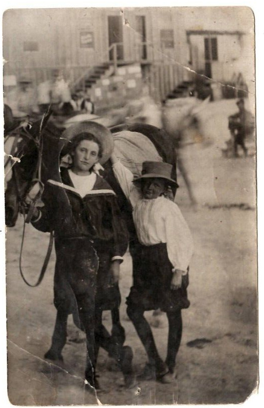 RPPC Postcard 1909 Rawhide NV Selena & Mildred Suprenant Horse Mining Ghost Town