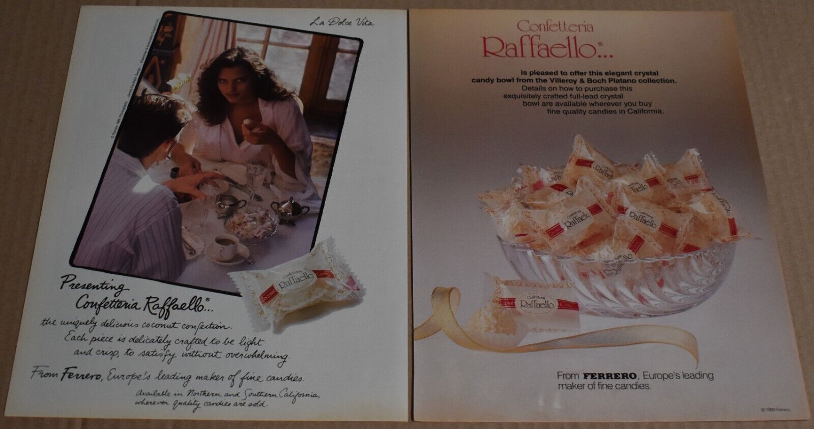 1989 Print Ad Confetteria Raffaello Fine Candies Lady Man Beauty Confection art