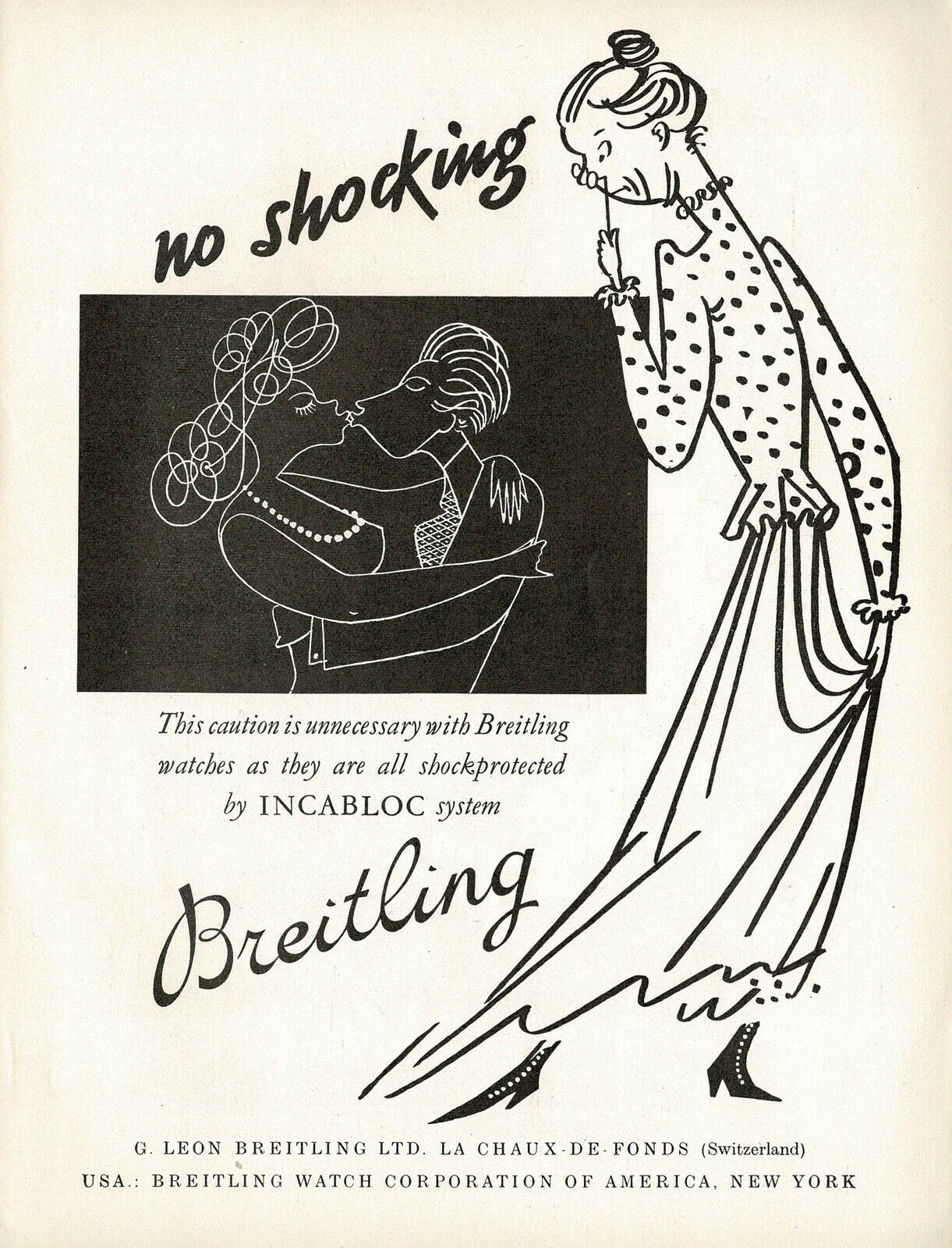 1940s Original Vintage Breitling Watch Art Print Ad