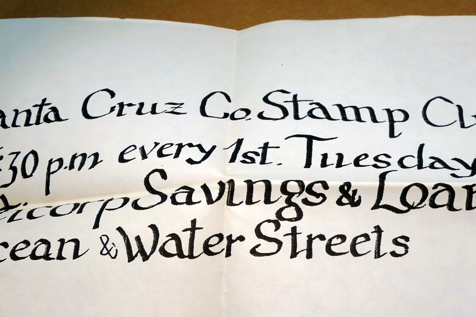Santa Cruz Stamp Club Sign advertisement Add