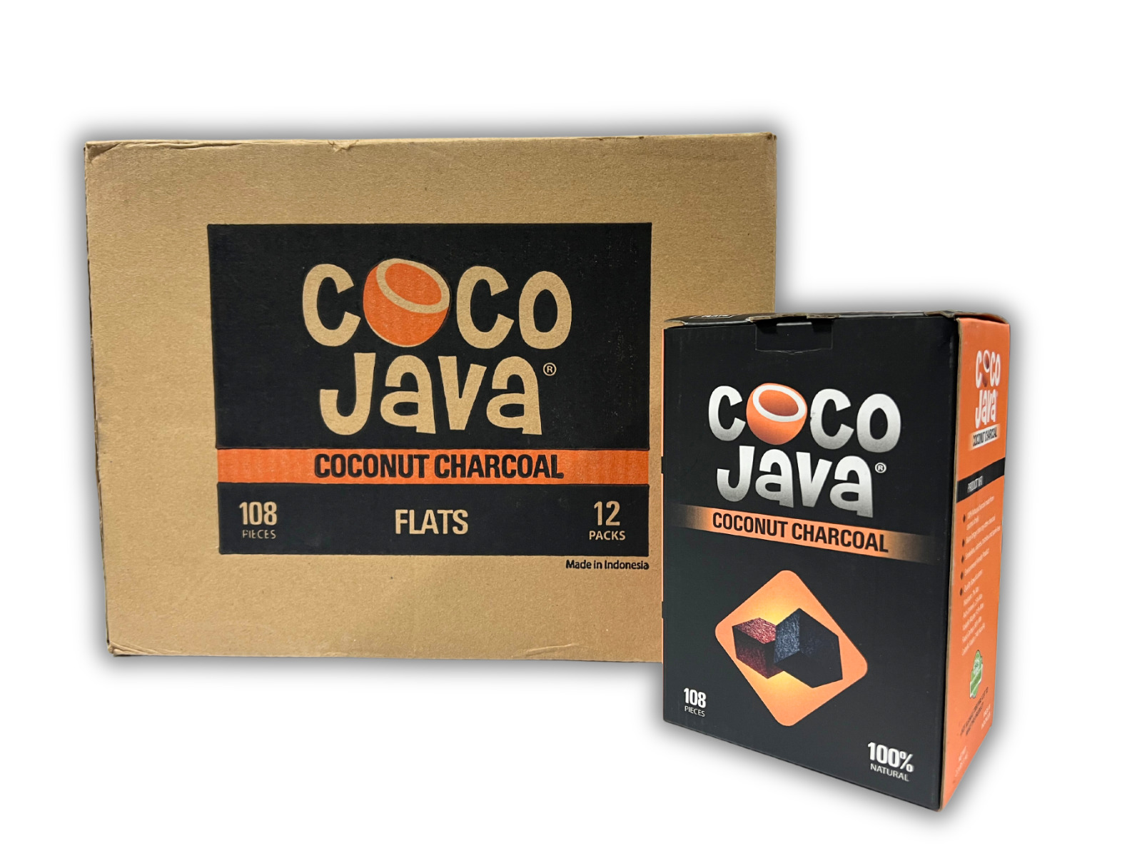 12 PACK Coco Java Natural Coconut Hookah Charcoal Lounge 1296PCS / 12 KG FLATS
