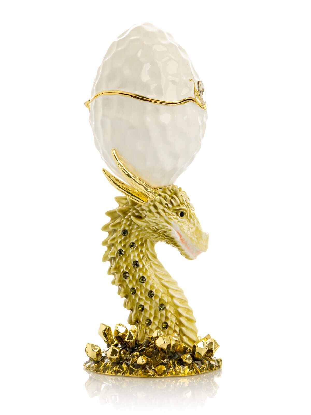 Keren Kopal Egg  with Dragon Trinket box  Decorated with Austrian Crystals