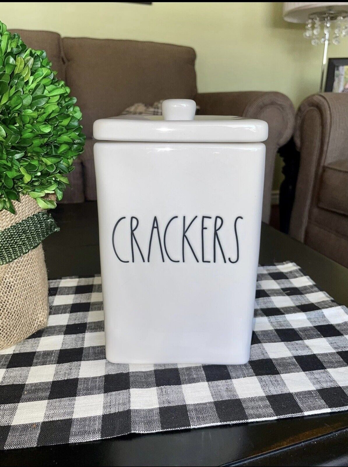 Rae Dunn Stoneware Large CRACKERS Square Canister