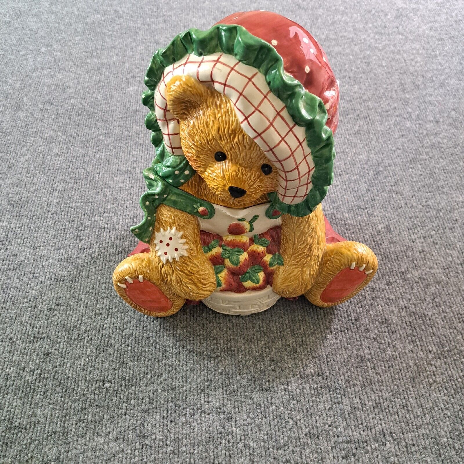 Cherished Teddies Bear Strawberry Lane Cookie Jar Ceramic #161306 Vintage 1995