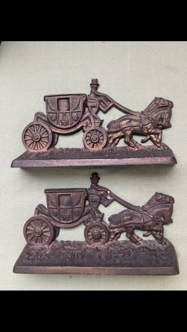 Hubley #379 Cast Iron Bookends Stage Coach