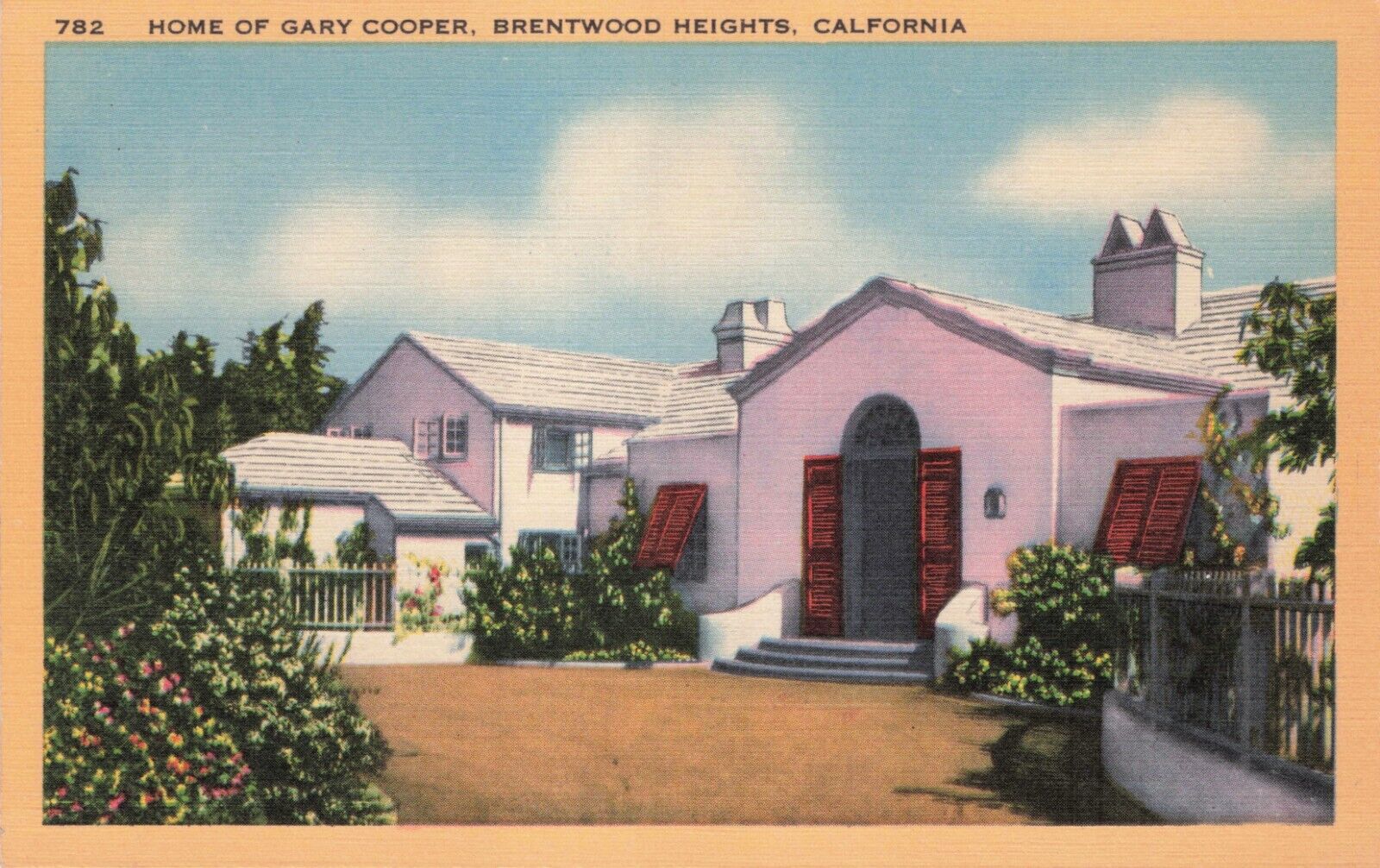 Vintage Postcard Brentwood Heights California Actor Gary Cooper’s House 530