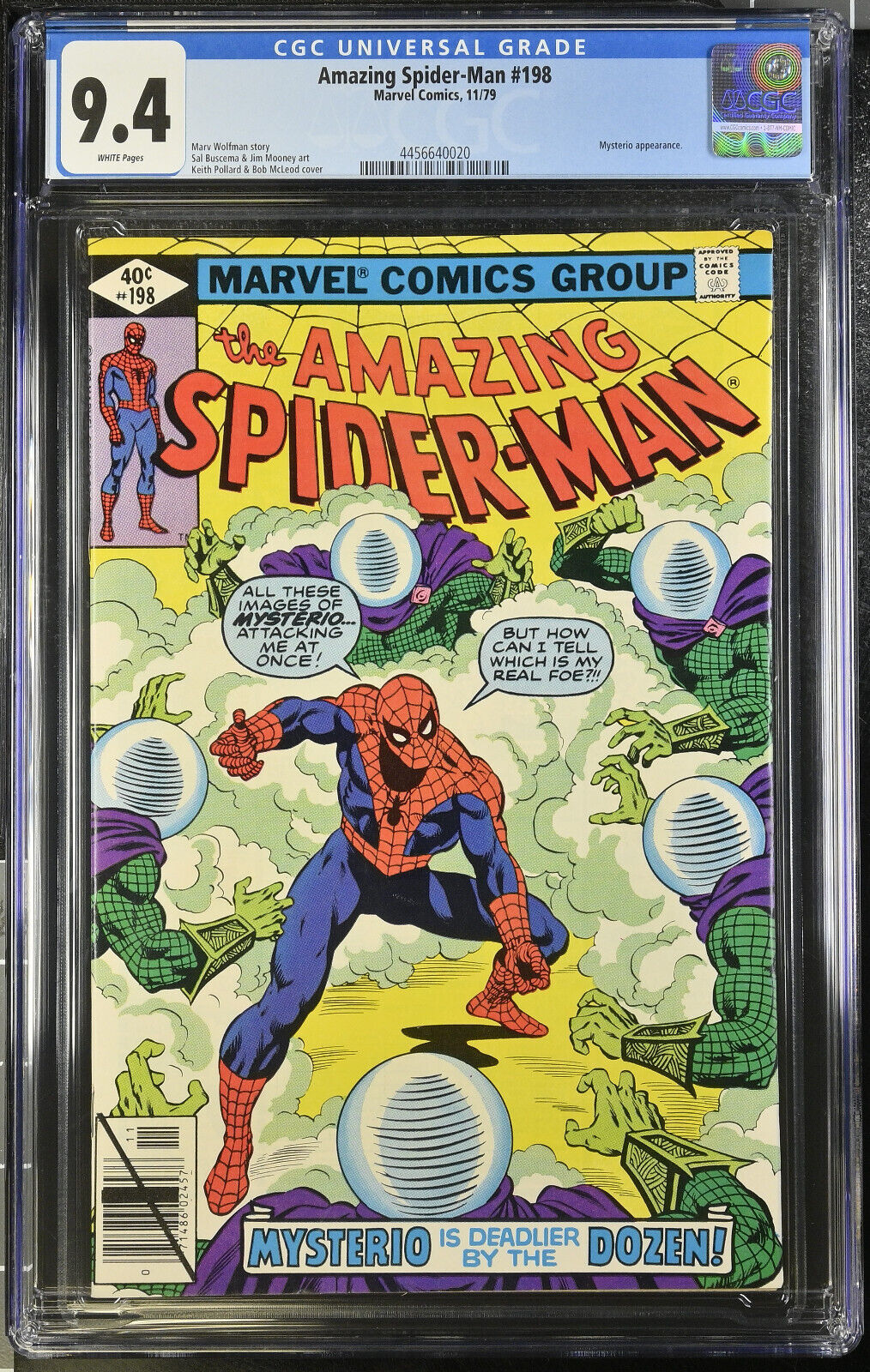 Amazing Spider-Man #198 CGC 9.4 White Pages - 1979 - Classic Mysterio cover