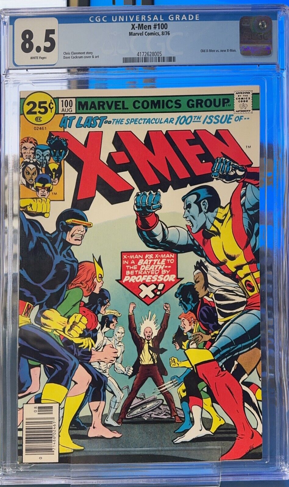 Uncanny X-Men #100 CGC 8.5 WHITE PAGES - Key Old vs. New X-Men, Classic Cover