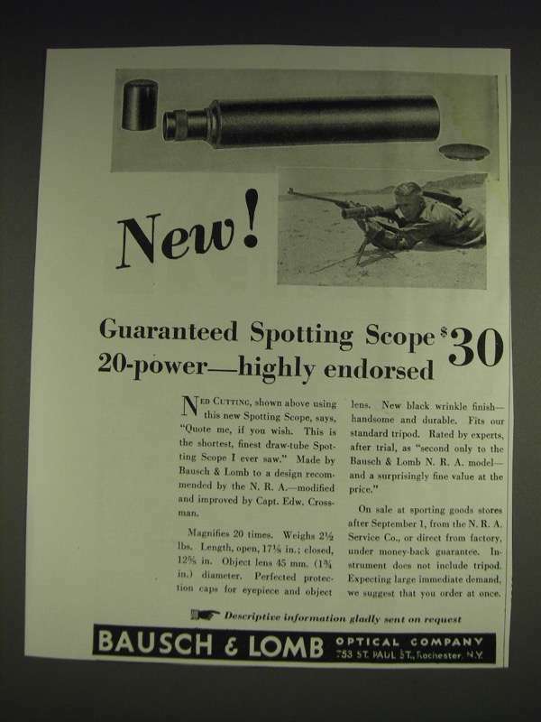 1933 Bausch & Lomb Spotting Scope Ad